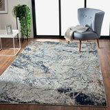 5' X 8' Navy and Gray Abstract Ice Area Rug - Homeroots - Flyclothing LLC