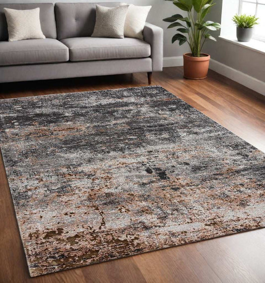 5' X 8' Gray And Orange Storm Area Rug - Homeroots - Flyclothing LLC