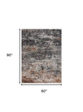 5' X 8' Gray And Orange Storm Area Rug - Homeroots - Flyclothing LLC