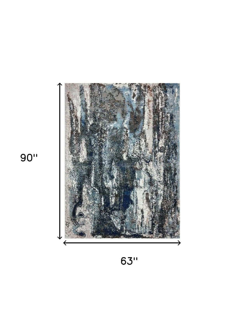 5' X 8' Shades of Blue and Gray Abstract Marble Area Rug - Homeroots - Flyclothing LLC