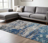 8' X 10' Blue and Gray Abstract Earth Area Rug - Homeroots - Flyclothing LLC
