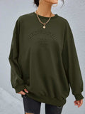 Stereoscopic Letter Round Neck Long Sleeve Sweatshirt - Trendsi - Flyclothing LLC