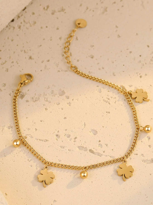 Stainless Steel Four Leaf Clover Bracelet - Trendsi - Flyclothing LLC