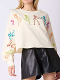 Halloween Colorful Sequin Skeleton Sweatshirt - Trendsi - Flyclothing LLC