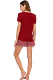 Graphic Round Neck Top and Striped Shorts Lounge Set - Trendsi - Flyclothing LLC