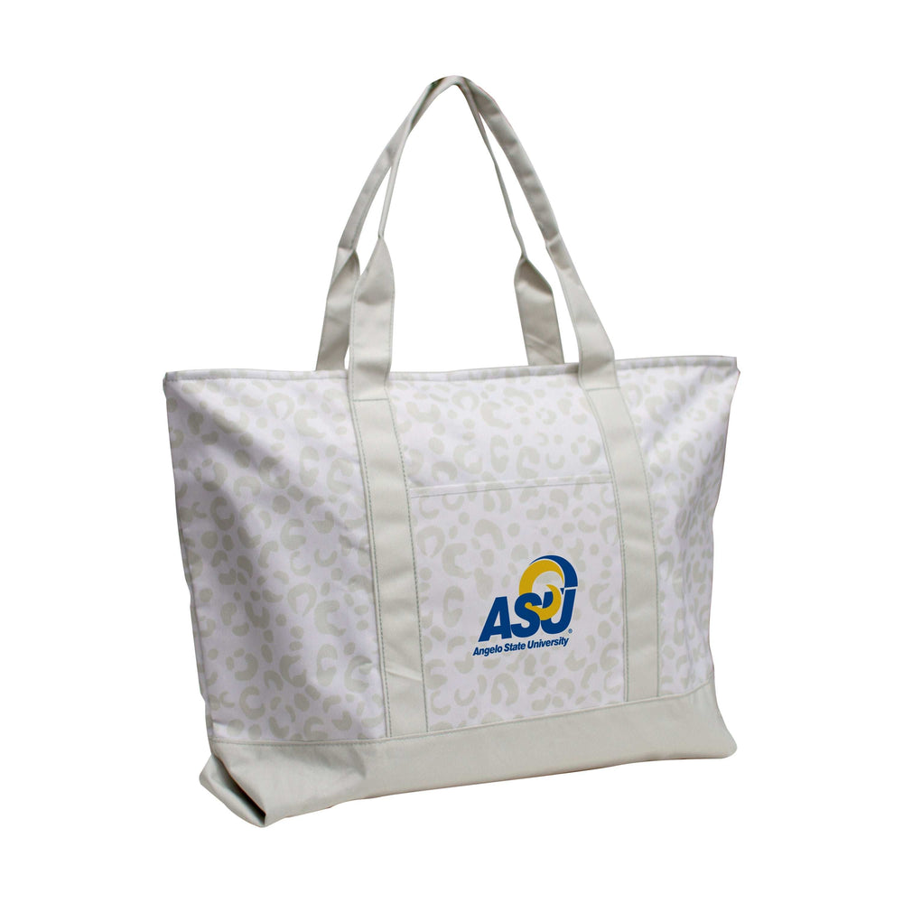 Angelo State Leopard Pattern Tote - Logo Brands - Flyclothing LLC