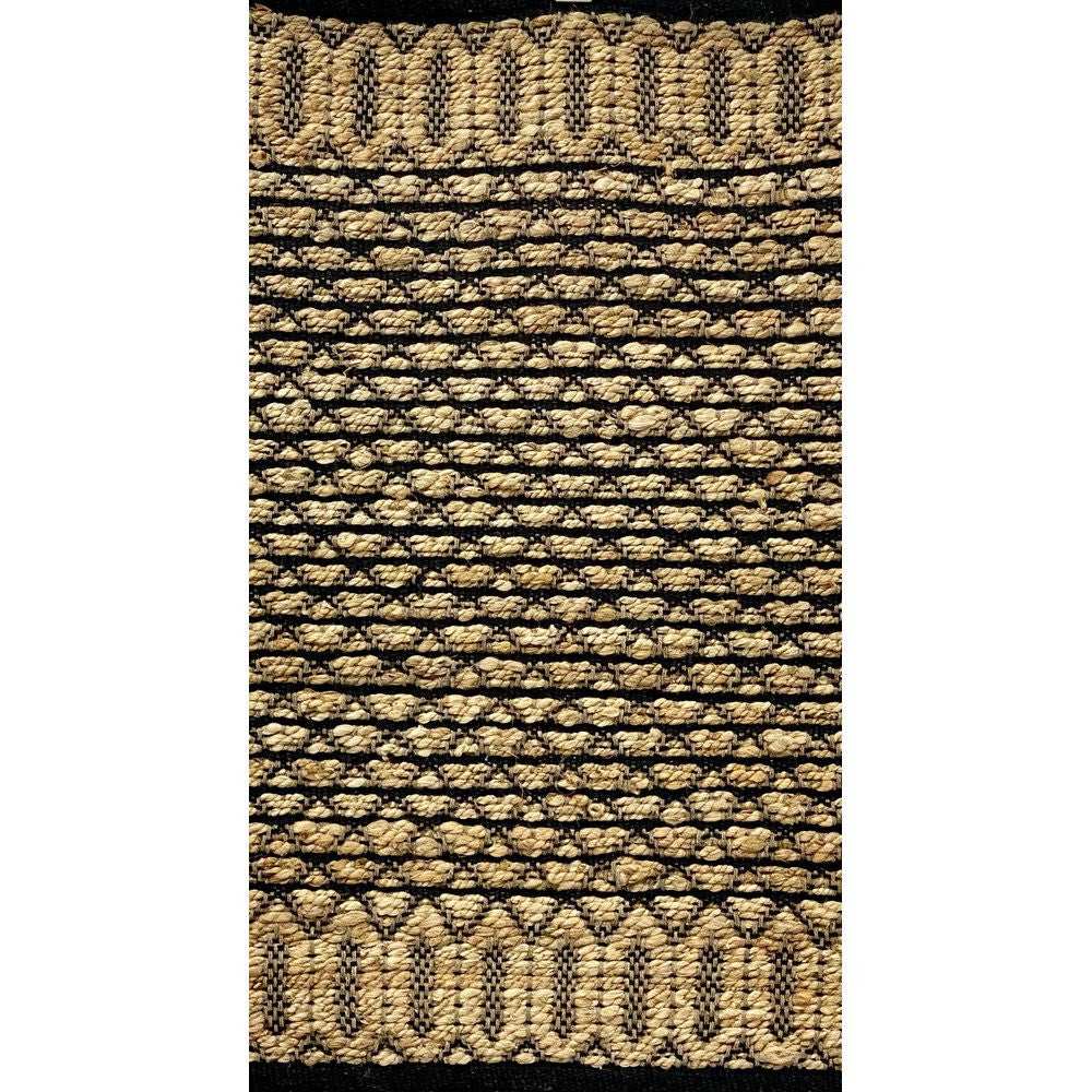 5' X 7' Tan and Black Hand Woven Area Rug - Homeroots - Flyclothing LLC