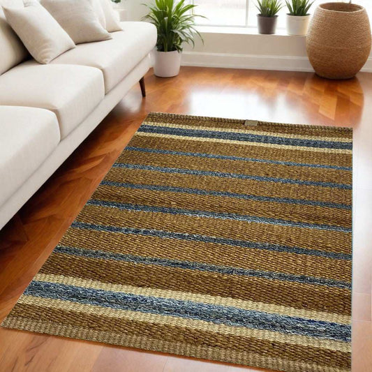 5' X 7' Tan and Ivory Hand Woven Area Rug - Homeroots - Flyclothing LLC