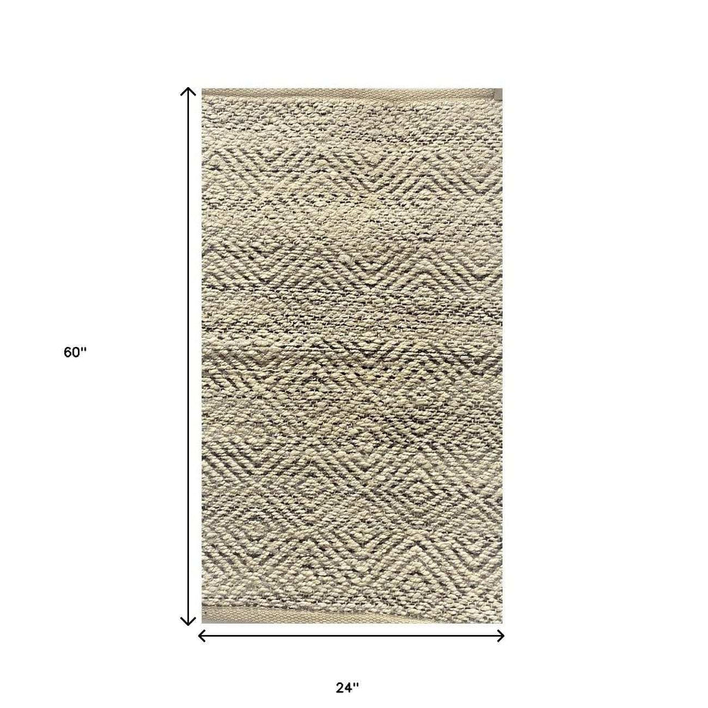 2' X 5' Tan and Gray Hand Woven Area Rug - Homeroots - Flyclothing LLC