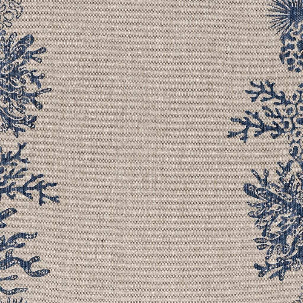 5' X 7' Beige and Blue Coral Stain Resistant Indoor Outdoor Area Rug - Homeroots - Flyclothing LLC