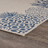 5' X 7' Beige and Blue Coral Stain Resistant Indoor Outdoor Area Rug - Homeroots - Flyclothing LLC