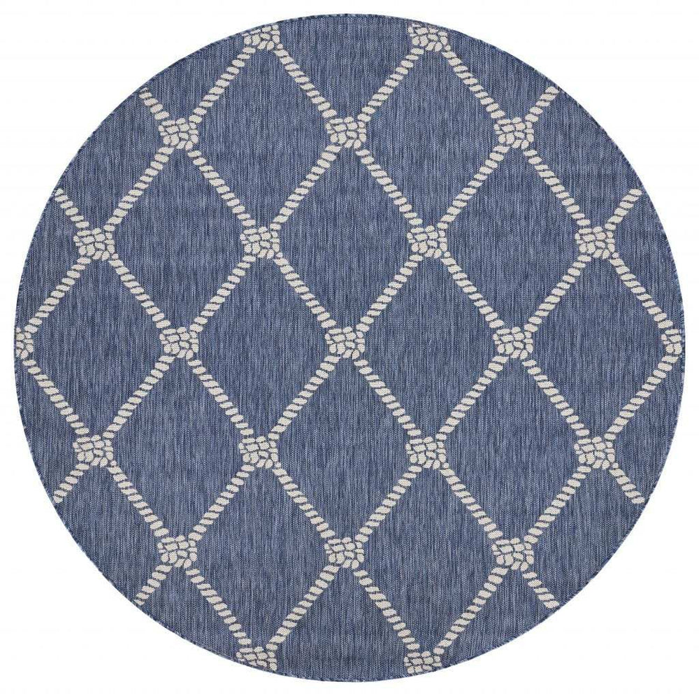 8' Round Blue And Gray Round Indoor Outdoor Area Rug - Homeroots - Flyclothing LLC
