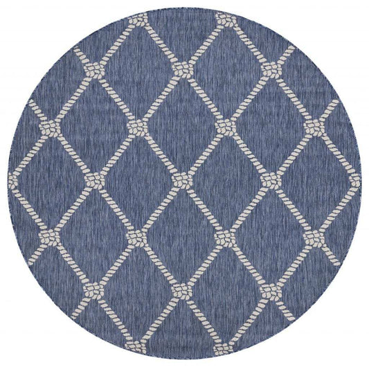 8' Round Blue And Gray Round Indoor Outdoor Area Rug - Homeroots - Flyclothing LLC
