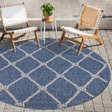 8' Round Blue And Gray Round Indoor Outdoor Area Rug - Homeroots - Flyclothing LLC