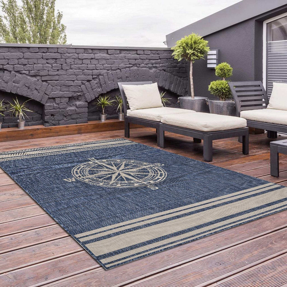 3' X 5' Blue And Gray Indoor Outdoor Area Rug - Homeroots - Flyclothing LLC
