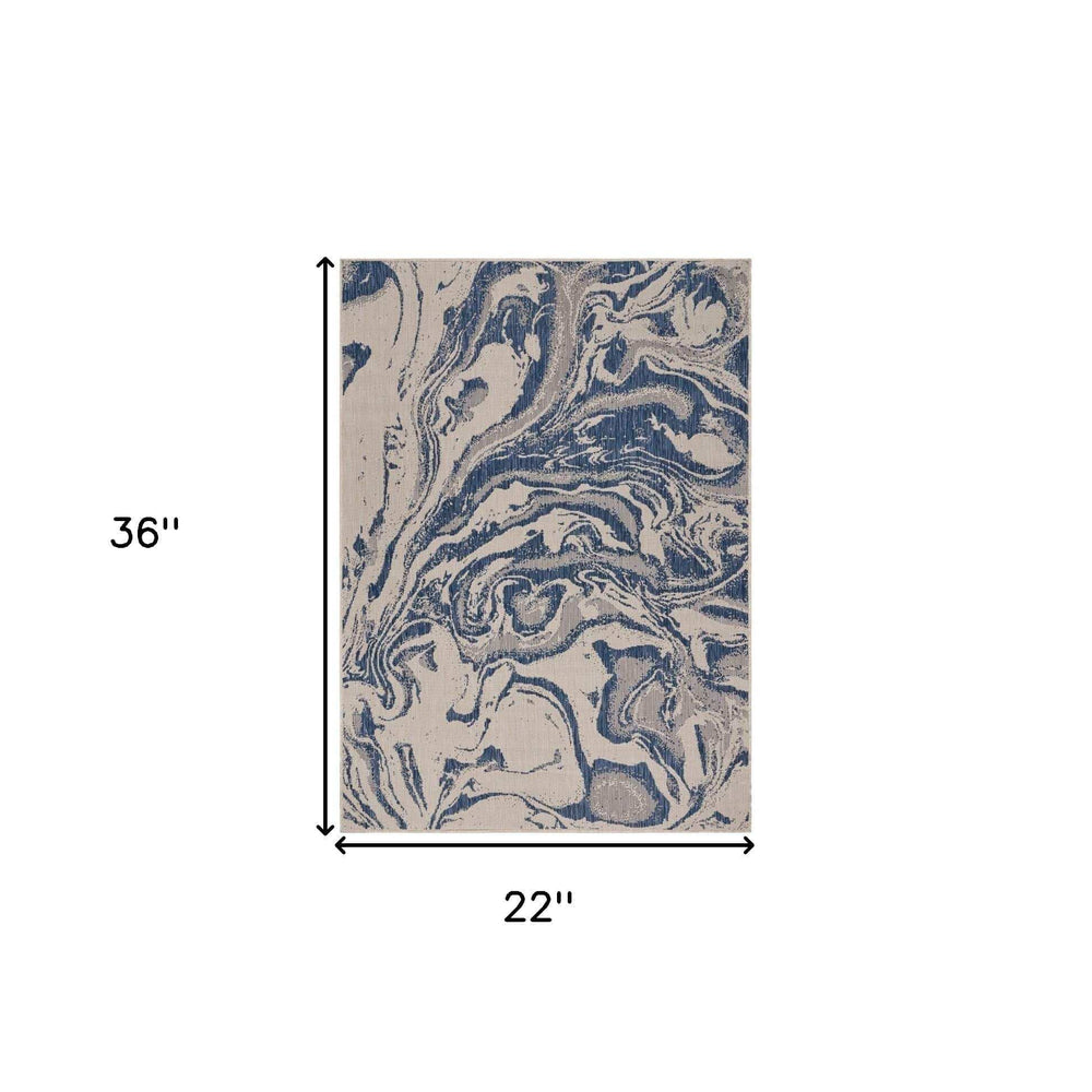 2' X 3' Blue And Gray Indoor Outdoor Area Rug - Homeroots - Flyclothing LLC