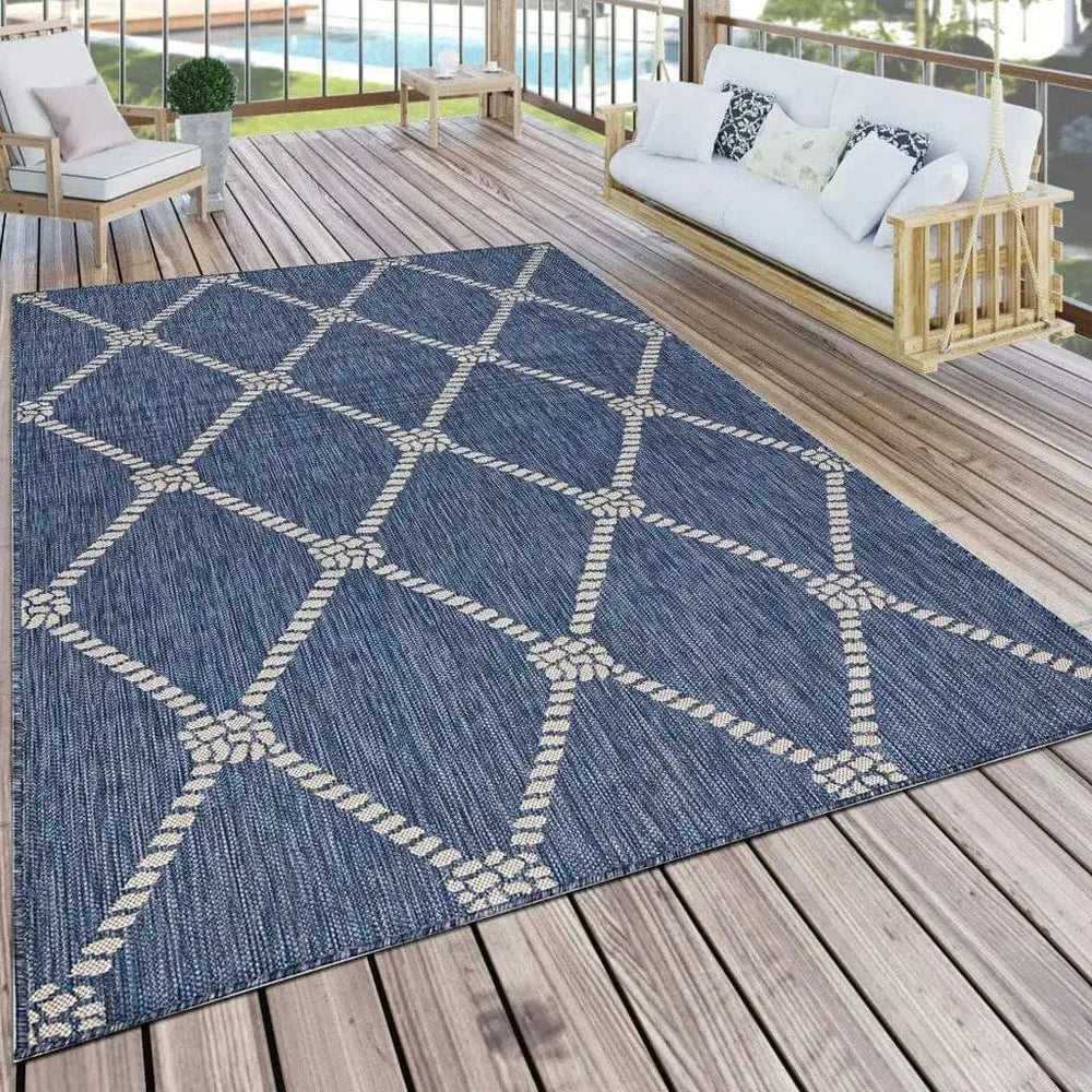 3' X 5' Blue And Gray Indoor Outdoor Area Rug - Homeroots - Flyclothing LLC