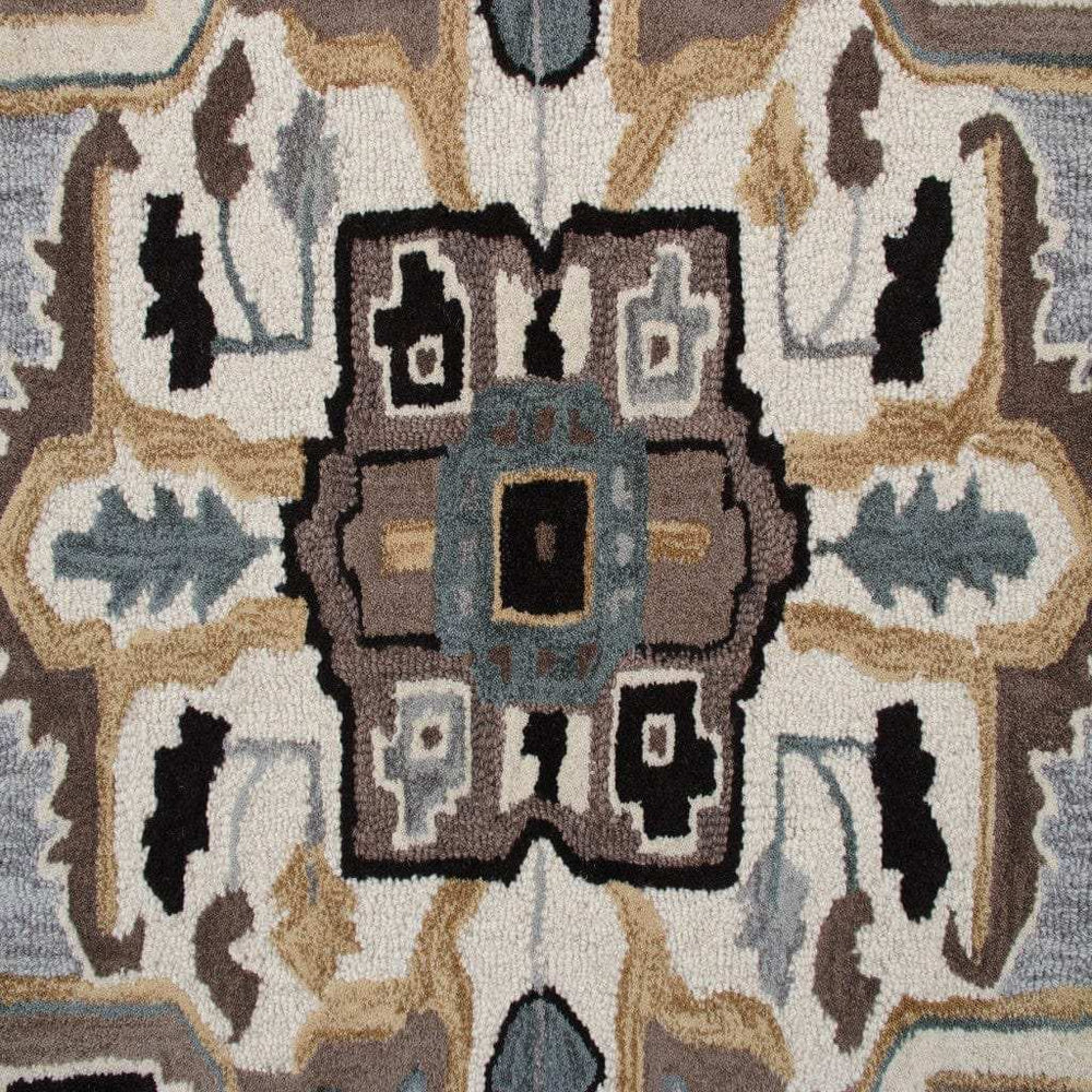 5’ Gray and Beige Medallion Area Rug - Homeroots - Flyclothing LLC