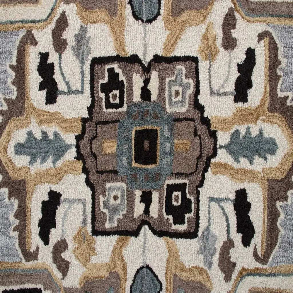 7' Gray and Beige Medallion Area Rug - Homeroots - Flyclothing LLC