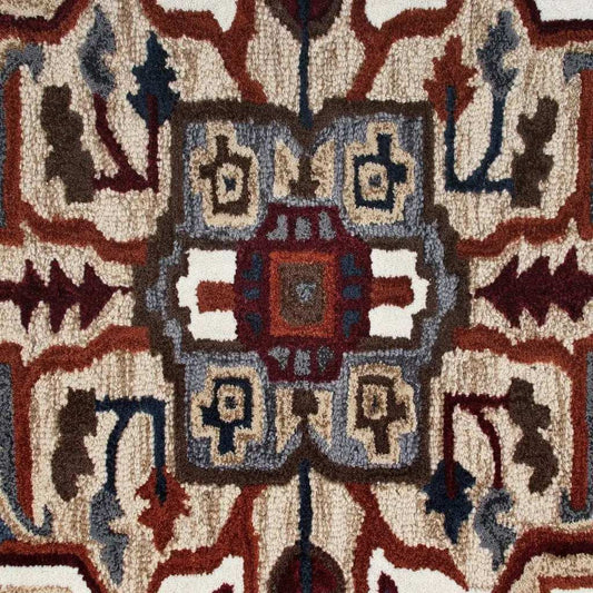7' Maroon and Gray Medallion Area Rug - Homeroots - Flyclothing LLC
