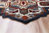 7' Maroon and Gray Medallion Area Rug - Homeroots - Flyclothing LLC