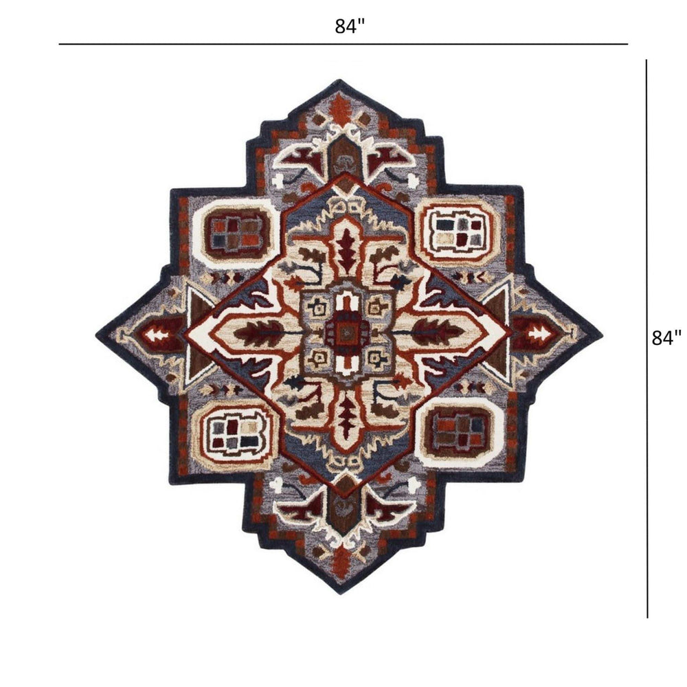 7' Maroon and Gray Medallion Area Rug - Homeroots - Flyclothing LLC