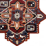 5’ Maroon and Blue Medallion Area Rug - Homeroots - Flyclothing LLC