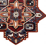 7' Maroon and Blue Medallion Area Rug - Homeroots - Flyclothing LLC