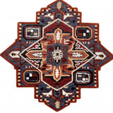 7' Maroon and Blue Medallion Area Rug - Homeroots - Flyclothing LLC