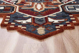 7' Maroon and Blue Medallion Area Rug - Homeroots - Flyclothing LLC