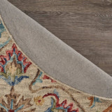 4' Round Beige Floral Medallion Area Rug - Homeroots - Flyclothing LLC