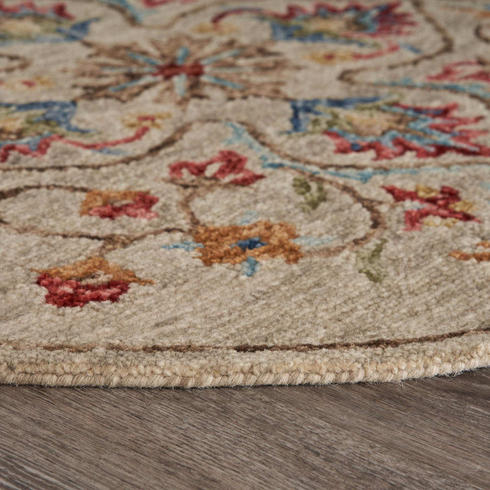 4' Round Beige Floral Medallion Area Rug - Homeroots - Flyclothing LLC