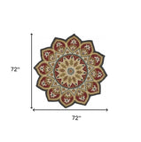 6' Red Round Wool Hand Tufted Area Rug - Homeroots - Flyclothing LLC