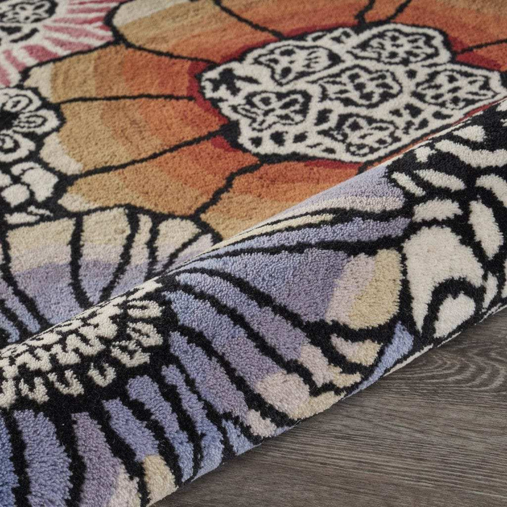 6' Round Red and Black Floral Blossom Area Rug - Homeroots - Flyclothing LLC