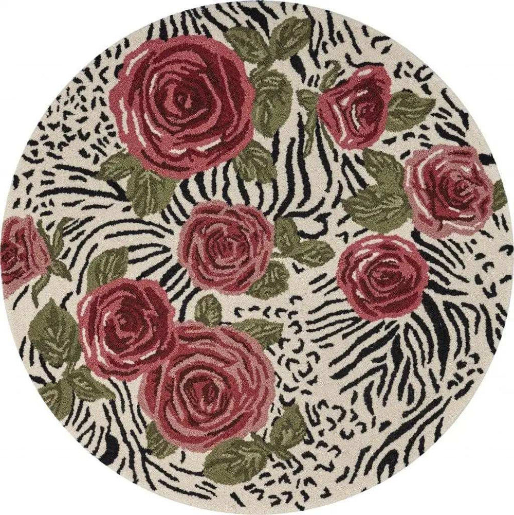 4' Round Red Rose Bed Area Rug - Homeroots - Flyclothing LLC