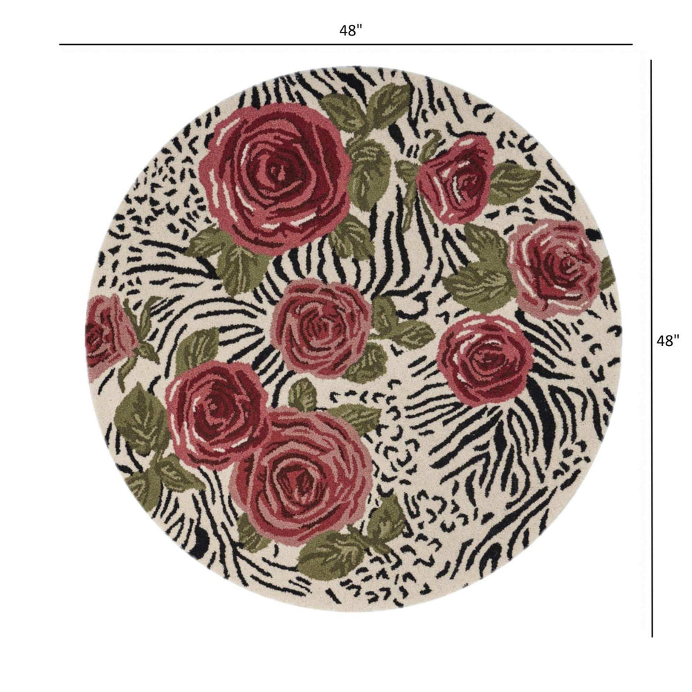 4' Round Red Rose Bed Area Rug - Homeroots - Flyclothing LLC
