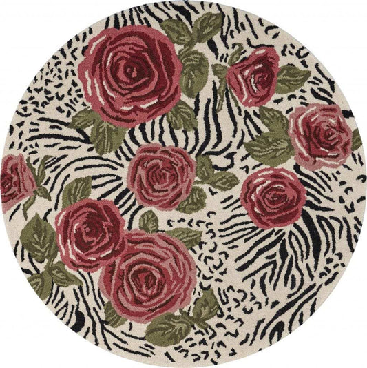6' Rose Round Wool Hand Tufted Area Rug - Homeroots - Flyclothing LLC
