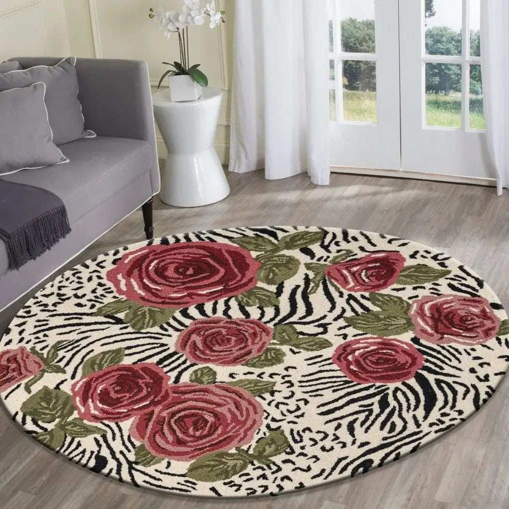 6' Rose Round Wool Hand Tufted Area Rug - Homeroots - Flyclothing LLC
