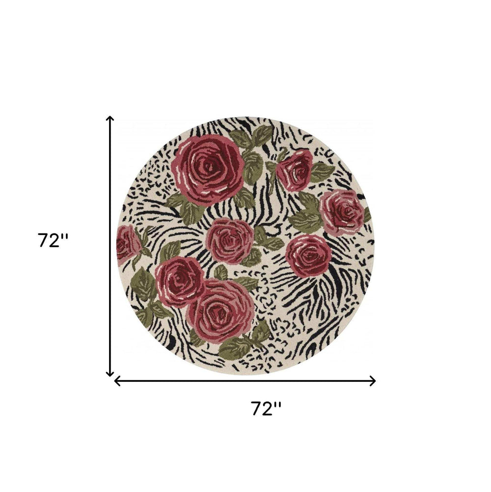 6' Rose Round Wool Hand Tufted Area Rug - Homeroots - Flyclothing LLC