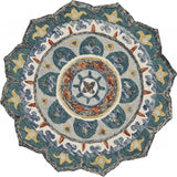 4' Round Teal Decorative Floral Area Rug - Homeroots - Flyclothing LLC