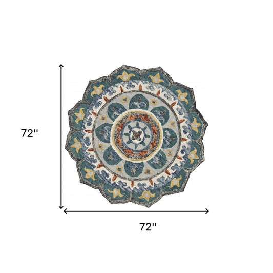 6' Green Round Wool Hand Tufted Area Rug - Homeroots - Flyclothing LLC