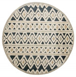4' Round Blue and Cream Stripe Diamond Area Rug - Homeroots - Flyclothing LLC