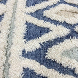 4' Round Blue and Cream Stripe Diamond Area Rug - Homeroots - Flyclothing LLC