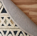 4' Round Blue and Cream Stripe Diamond Area Rug - Homeroots - Flyclothing LLC