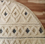 6' Round Cream and Blue Striped Diamonds Area Rug - Homeroots - Flyclothing LLC