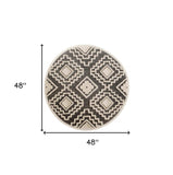 4' Round Gray and Cream Geometric Area Rug - Homeroots - Flyclothing LLC