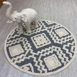 6' Round Gray and Cream Geometric Area Rug - Homeroots - Flyclothing LLC