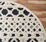 4' Round Blue and Cream Decorative Area Rug - Homeroots - Flyclothing LLC