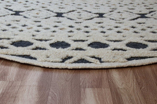 4' Round Blue and Cream Decorative Area Rug - Homeroots - Flyclothing LLC
