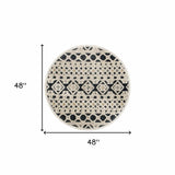 4' Round Blue and Cream Decorative Area Rug - Homeroots - Flyclothing LLC